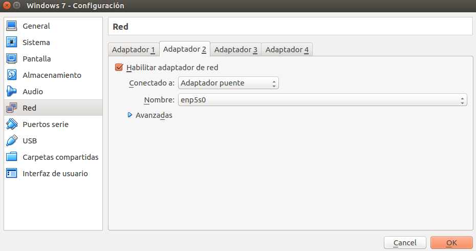 configuración de la red en virtualbox. configuración de la red en virtualbox.